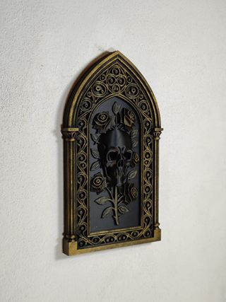 Arte de Parede Gótico Caveira Dourada