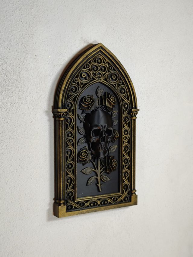 Arte de Parede Gótico Caveira Dourada