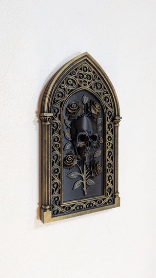 Arte de Parede Gótico Caveira Dourada