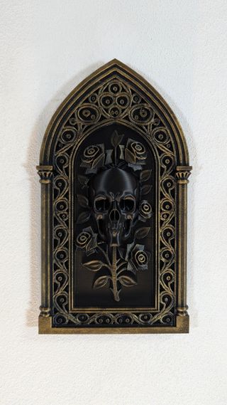 Arte de Parede Gótico Caveira Dourada