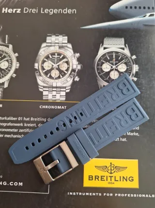 Para Breitling correa 22mm azul oscuro