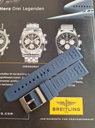 Para Breitling correa 22mm azul oscuro