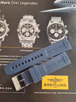 Para Breitling correa 22mm azul oscuro