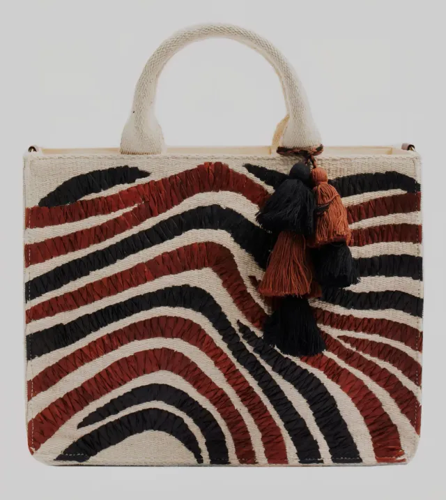 Bolso Parfois cebra beige, marrón y negro