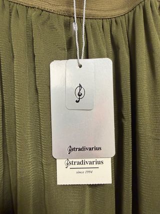 Falda larga Stradivarius verde S