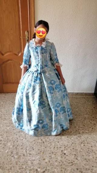 Vestido Fallera Niña Azul cielo.