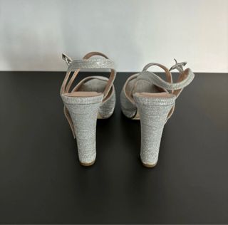 Sandalias fiesta tacón plateadas 10 cm