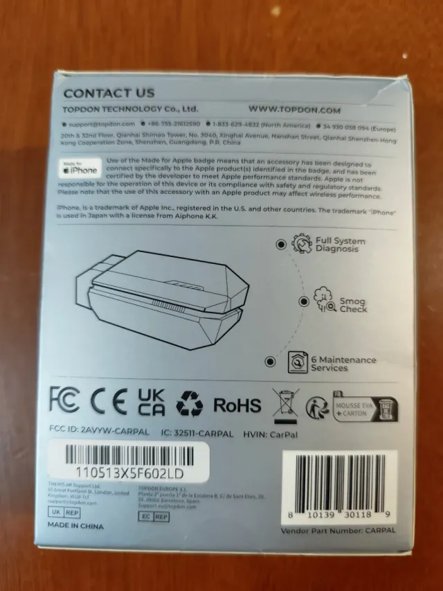 TOPDON CARPAL Bluetooth Diagnostic Dongle OBD.