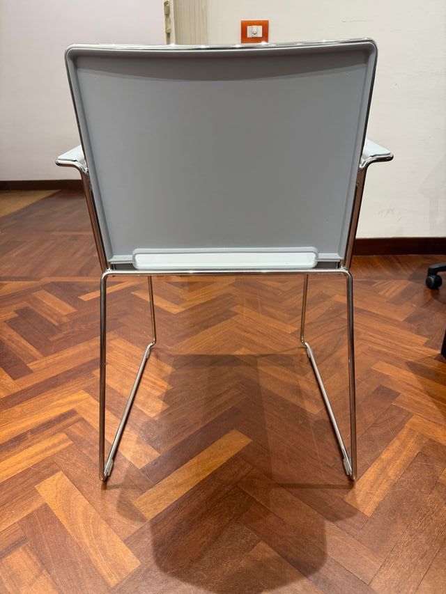 Sedie resistenti grigie e bianche