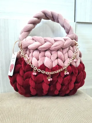 Pochette bicolore rosa e bordeaux chunky bag