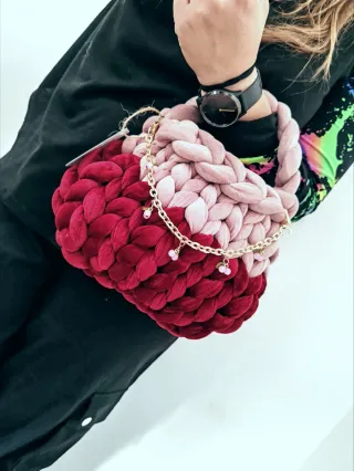 Pochette bicolore rosa e bordeaux chunky bag
