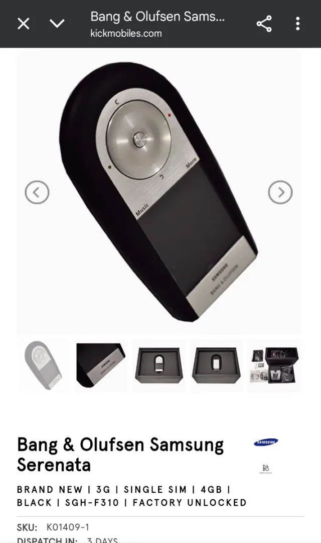 Samsung Serenata Bang & Olufsen Negro