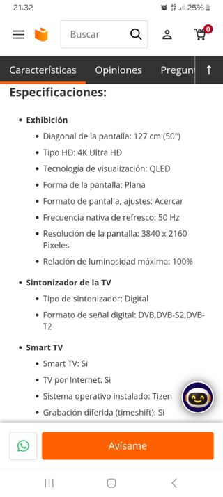 TV 50" Samsung QLed Ultra HD 4K