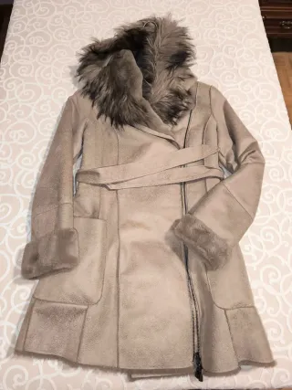 Abrigo Salsa Jeans Beige con Pelo Boho