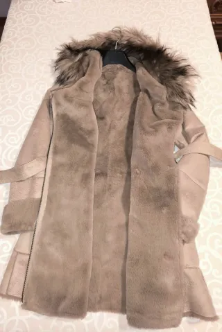 Abrigo Salsa Jeans Beige con Pelo Boho