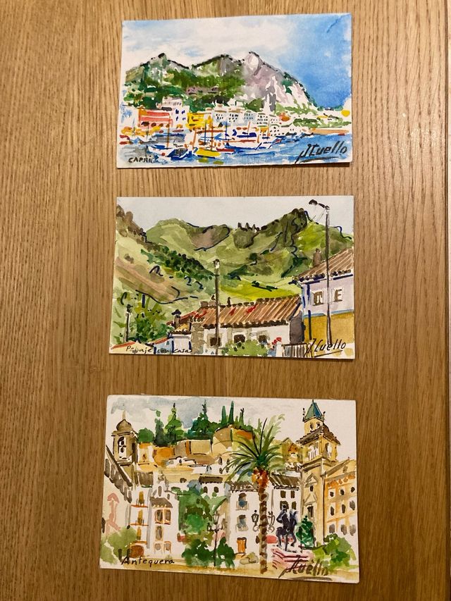Acuarelas Paisajes: Ronda, Capri, Antequera