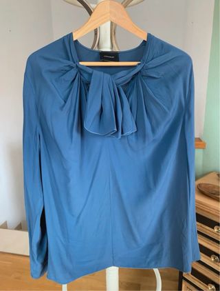 Blusa Longchamp Seda Azul