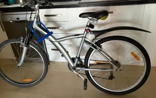 Bicicleta de paseo plateada