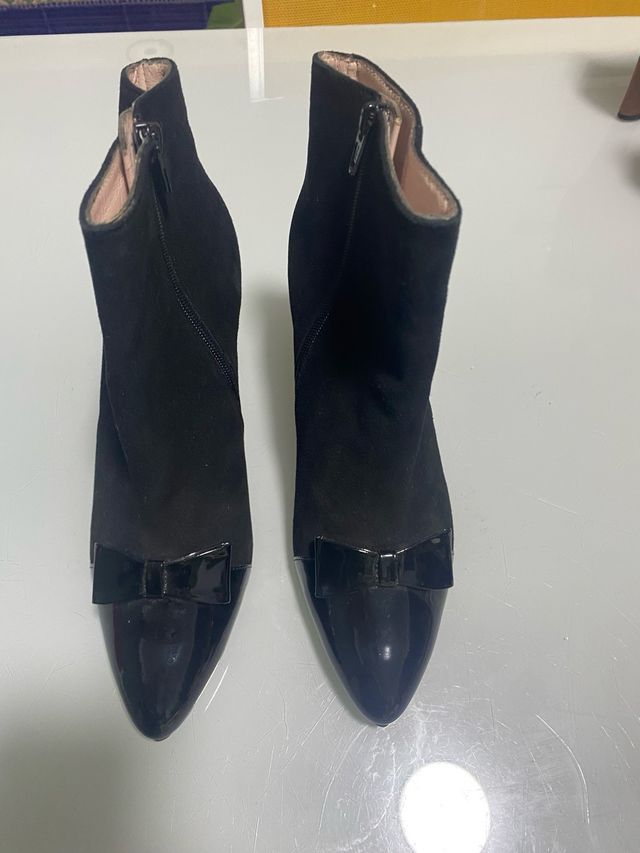 Botines Daniela Shoes Piel Negros con Lazo