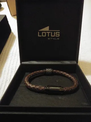 Pulsera Lotus Style Cuero Marrón y Plata