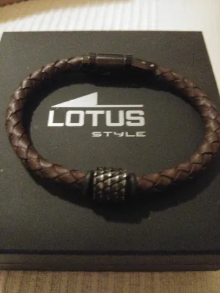 Pulsera Lotus Style Cuero Marrón y Plata