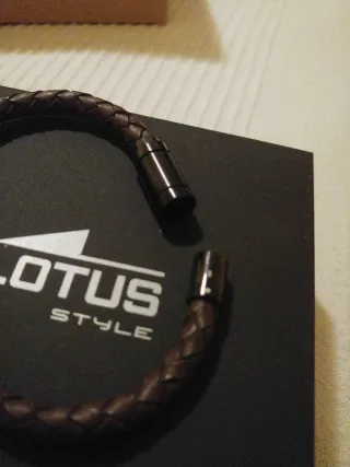 Pulsera Lotus Style Cuero Marrón y Plata