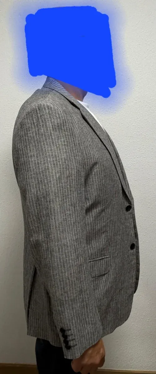 Americana de rayas gris y blanco