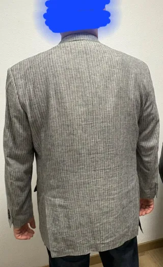 Americana de rayas gris y blanco