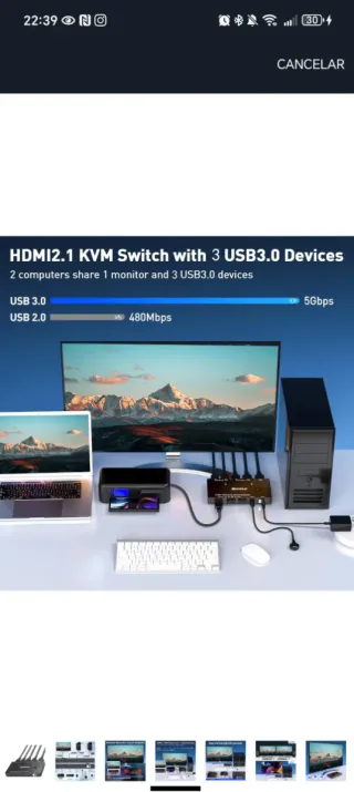 KVM Switch HDMI 8K 60Hz 2 Puertos
