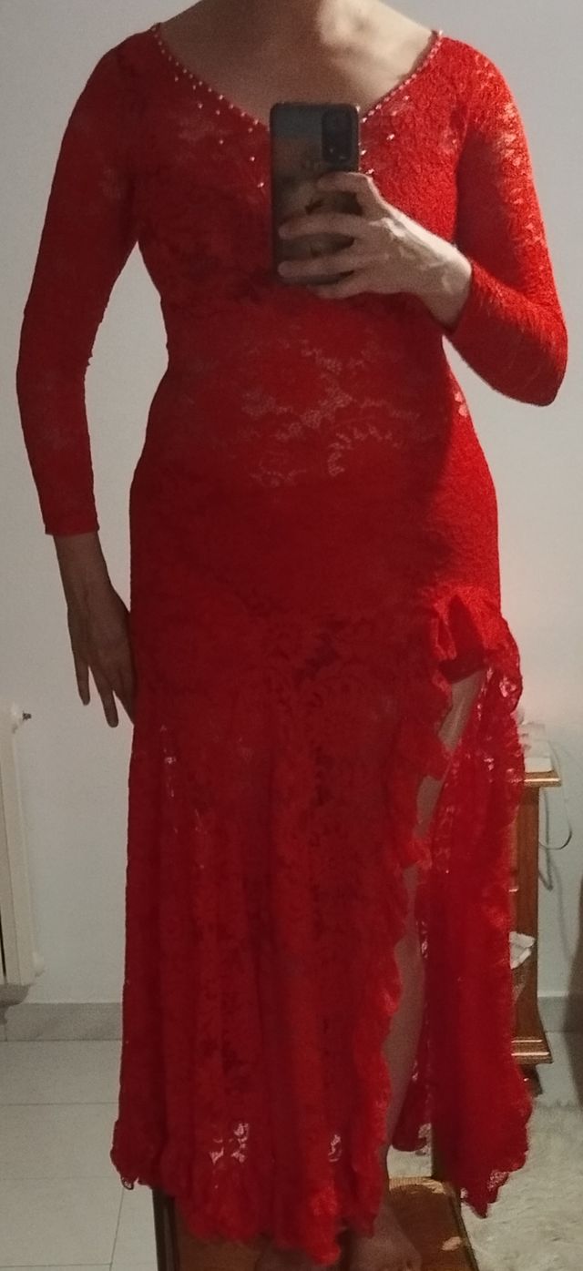 Vestido flamenco árabe rojo