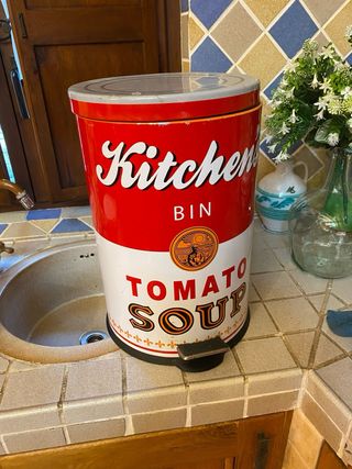 Cestino Cucina Vintage Lata Zuppa Rossa