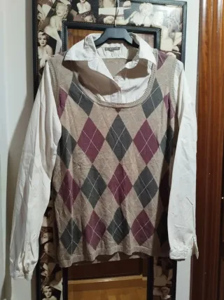Camisa- chaleco unidos de rombos XL