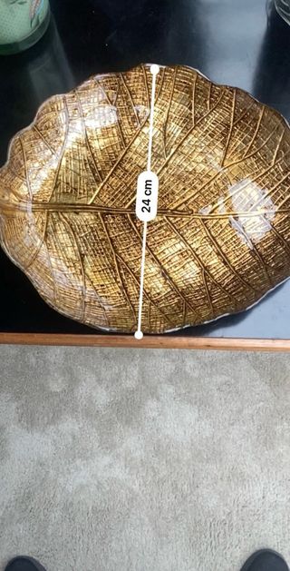 Folha Decorativa Dourada Vidro