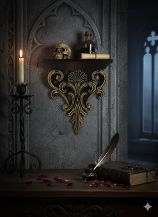 Prateleira Gótica Pintada à Mão Dourada