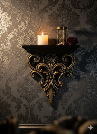 Prateleira Gótica Pintada à Mão Dourada