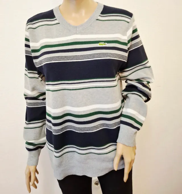 Jersey rayas Lacoste azul y gris