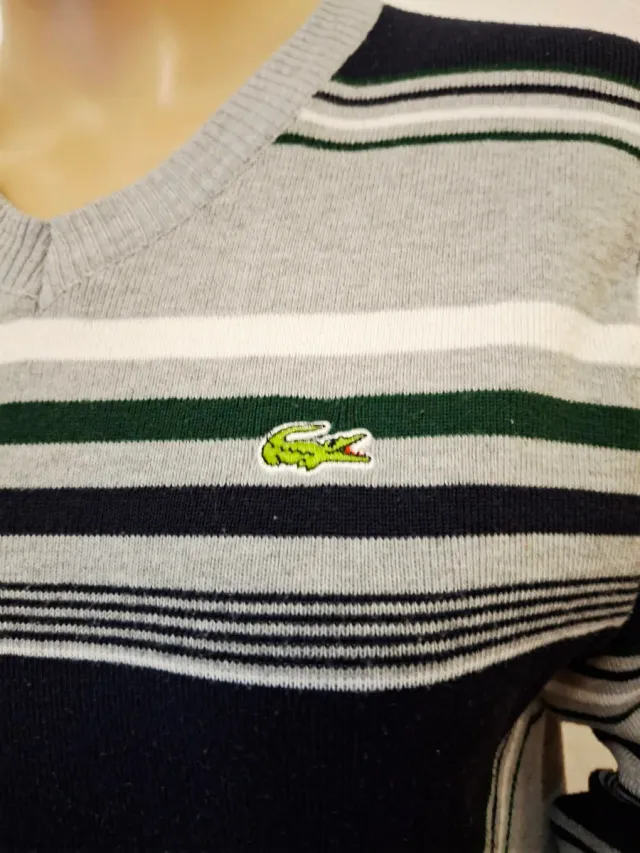 Jersey rayas Lacoste azul y gris