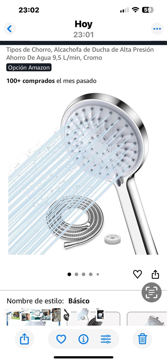 Alcachofa Ducha Alta Presión + Manguera 2M