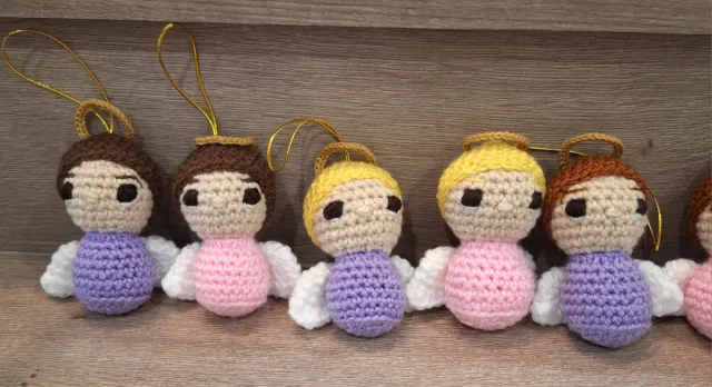 Angelitos crochet árbol Navidad