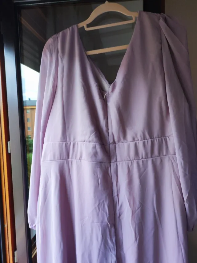 Vestido fiesta largo gasa rosa palo talla 50