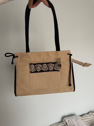 Bolso vintage beige y negro