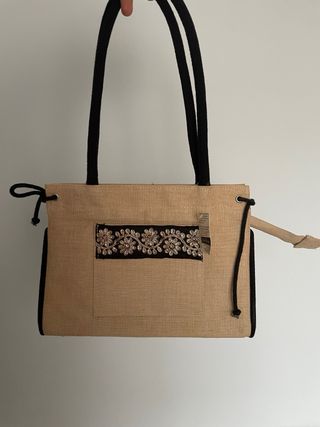 Bolso vintage beige y negro
