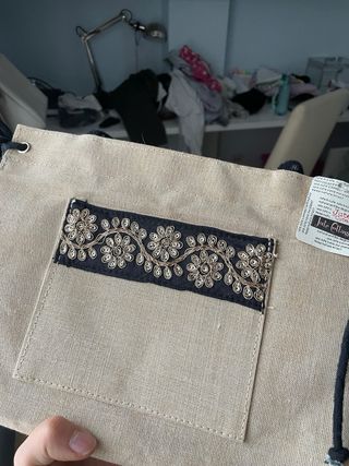 Bolso vintage beige y negro