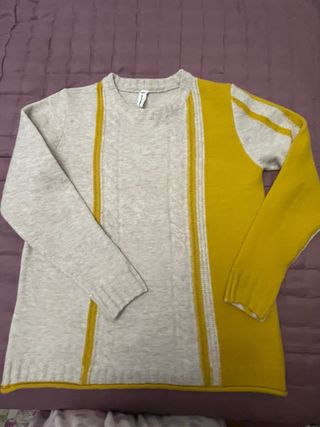 Jersey lana beige y mostaza  talla M
