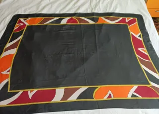 Foulard vintage seta nero multicolore