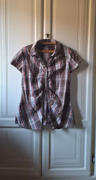Camicia ZUIKI a Quadri Marrone/Beige - Manica Cort