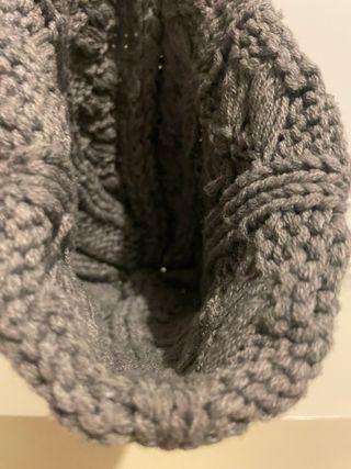 Gorro Mango Gris Trenzado