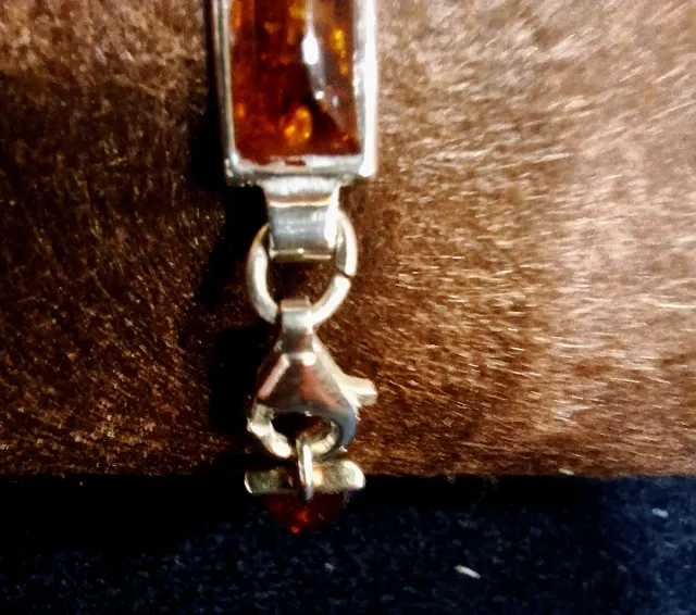 Pulsera plata 1ª ley 925 con piedras ámbar natural