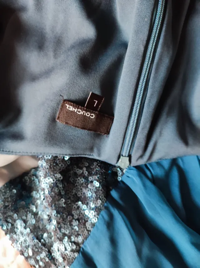 Vestido largo COUCHEL gris y azul verdoso talla L