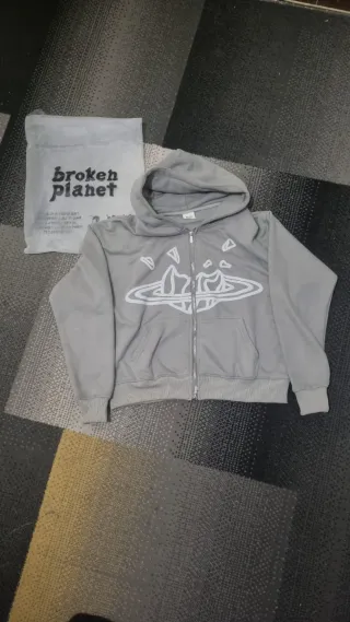 Felpa Broken Planet Grigia con Grafica